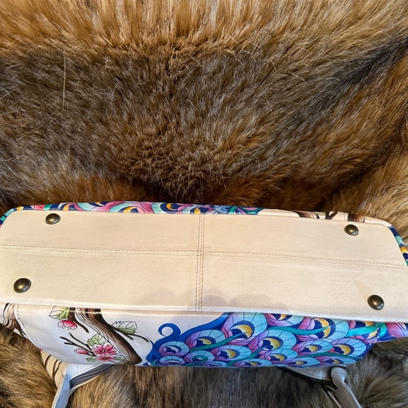 Annuschka Hand Painted Leather Hobo/Color Peacocks NWOT - Picture 4 of 4